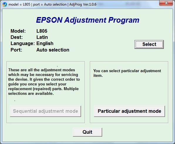 نرم افزار ریست EPSON L805