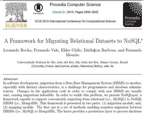 ترجمه مقاله انگلیسی : A Framework for Migrating Relational Datasets to NoSQL