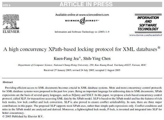1553850343 2408 - ترجمه مقاله انگلیسی: A high concurrency XPath based locking protocol for XML databases