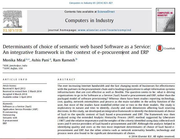 ترجمه مقاله : Determinants of choice of semantic web based Software as a Service