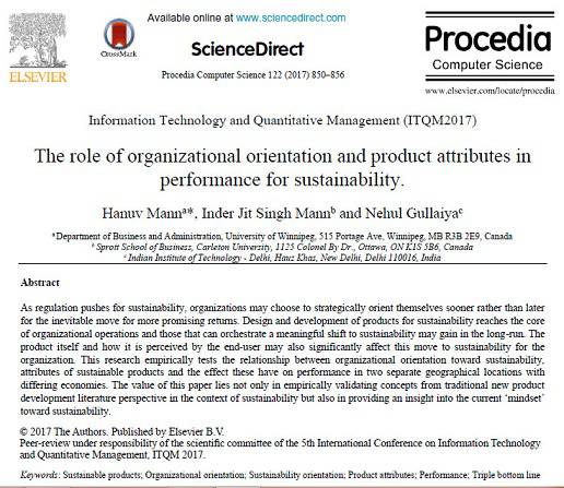 ترجمه مقاله انگلیسی : The role of organizational orientation and product attributes in performance for sustainability