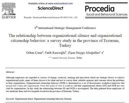 ترجمه مقاله انگلیسی : The relationship between organizational silence and organizational citizenship behavior