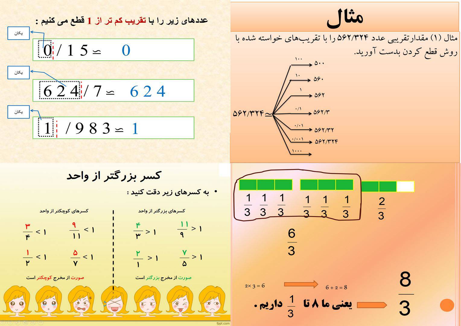 مجموعه پاورپوینت ریاضی(تقریب و کسرهای بزرگتر از واحد)