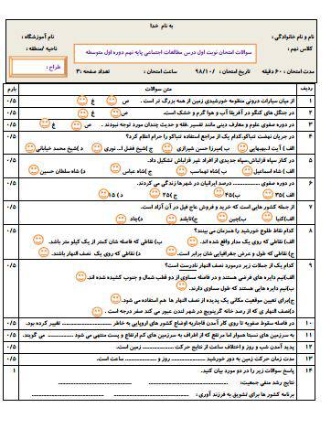 1575220587 8350 - نمونه سوالات مطالعات اجتماعی پایه نهم برای نوبت اول