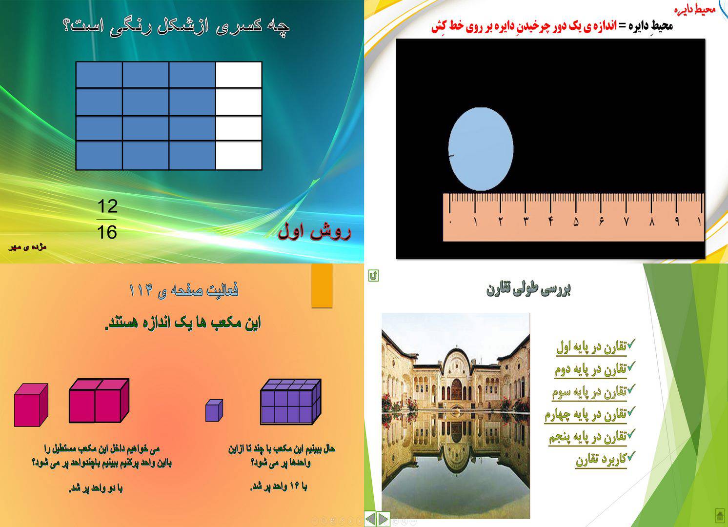 1587903384 2516 - مجموعه پاورپوینت ریاضی (حجم،تقارن،ساده کردن کسر ،محیط دایره)