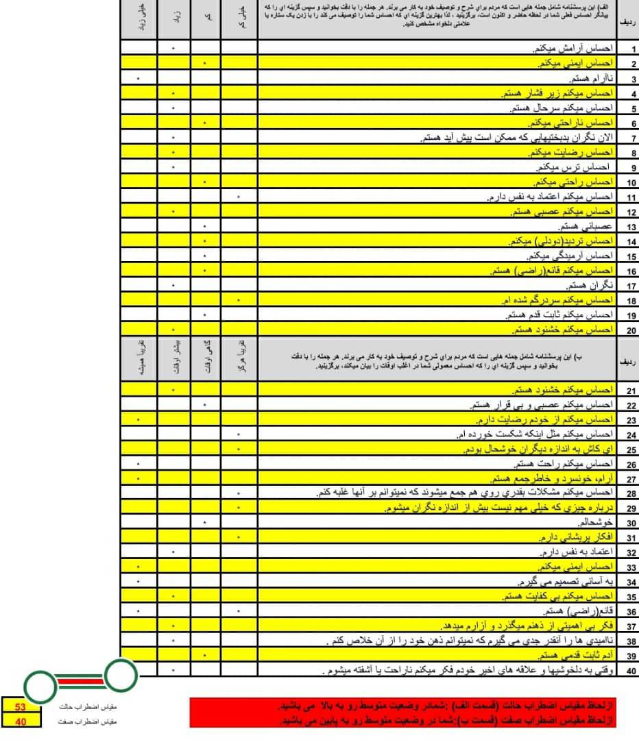 1609076275 8314 - فایل اکسل پرسش‌نامه اضطراب اشپیل‌برگر (STAI)