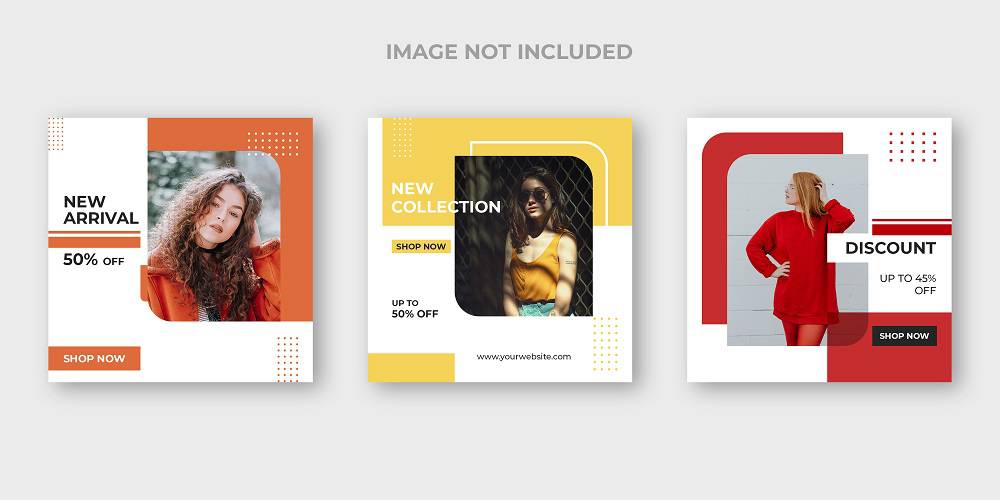 مجموعه قالب مد و لباس 3 عددی PSD اینستگرام