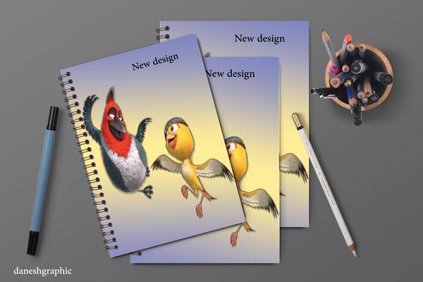 طرح جلد دفتر لایه باز (دو پرنده)
