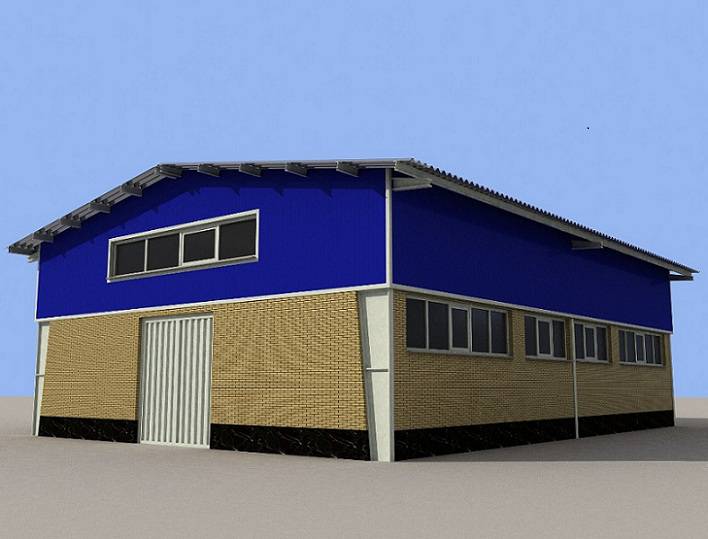 مدل 3dmax از سوله به ابعاد 12*9