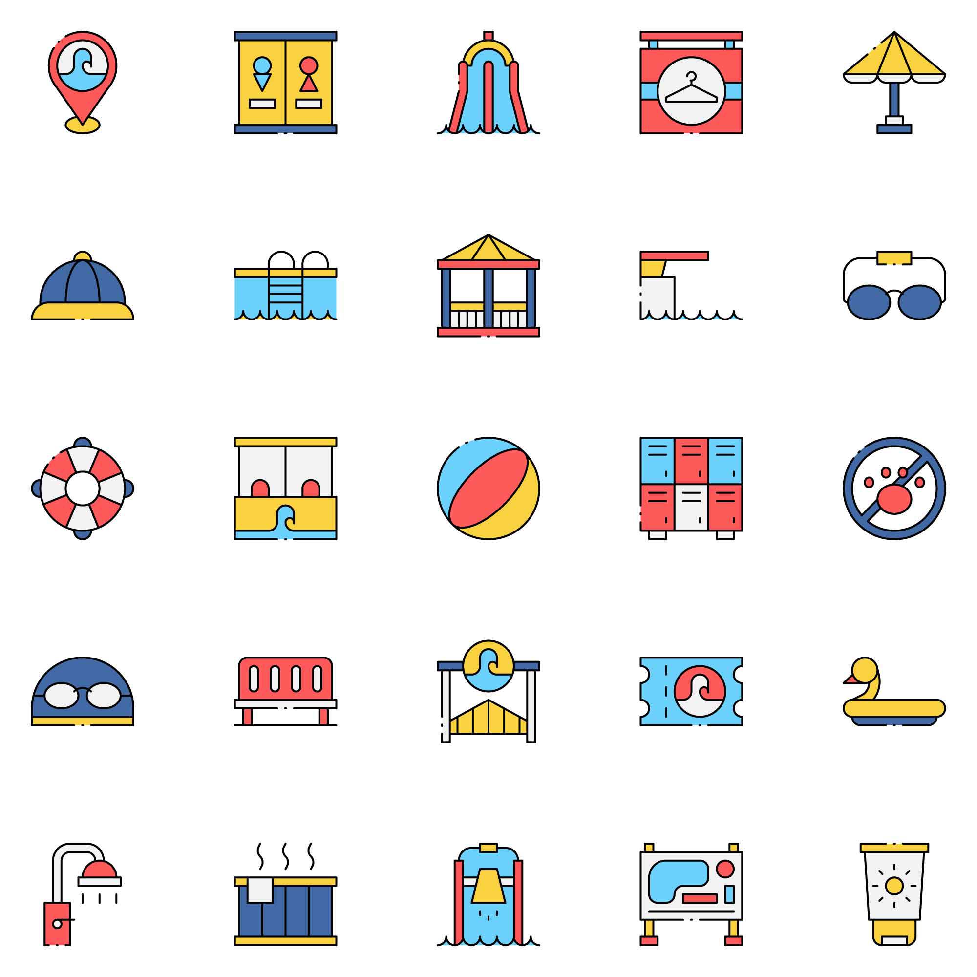 25 نماد پارک آبی رنگی 