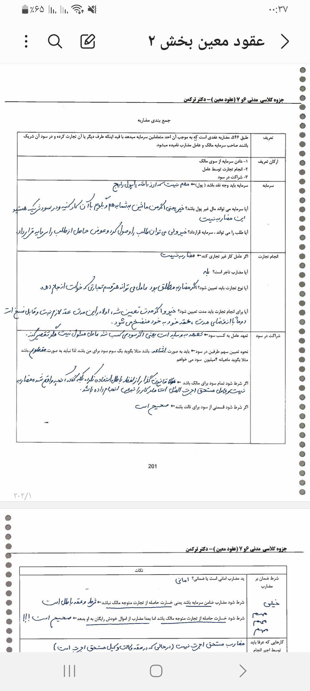 جزوه دست نویس و تایپی مدنی ۶ و ۷ دکتر ترکمن بخش دوم ویژه آزمون وکالت ۲۰۰ صفحه