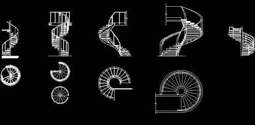 اتوکد طراحی پله گرد (قابل استفاده در طراحی پلان و مقطع) فرمت DWG