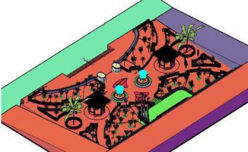 پروژه اتوکد ۳ بعدی پارک فرمت dwg