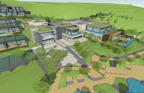 پروژه اسکچ آپ هتل به همراه محوطه سازی فرمت Skp