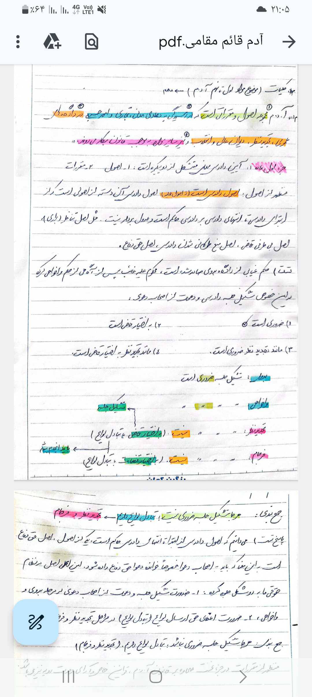 جزوه جمع بندی آیین دادرسی مدنی قائم مقامی ویژه آزمون وکالت ۲۴۷ صفحه دست نویس 