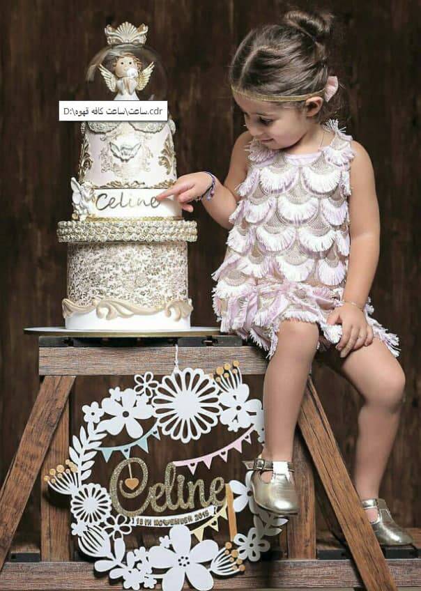 فایل برش لیزر اسم و تاج گل تولد (طرح فانتزی)