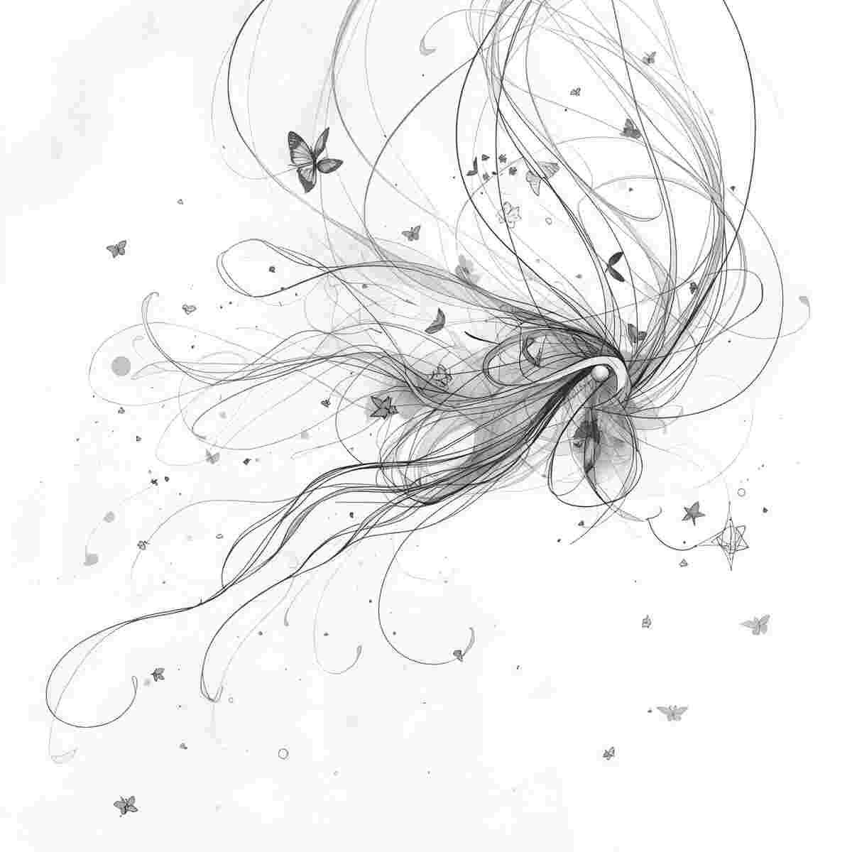 Celestial Minimalist Line Art – Elegant Fantasy Line Illustration"